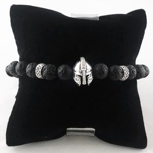 Men or women lava rock silver gladiator bracelet